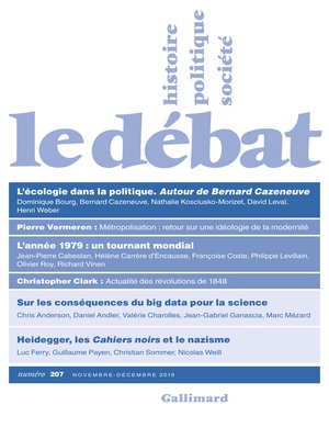 cover image of Le Débat N° 207 (Novembre--Décembre 2019)